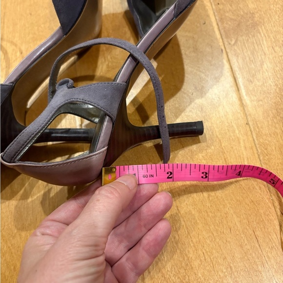 Anne Klein leather suede shoes ankle strap sz 8 lilac dusk heel - Picture 6 of 6